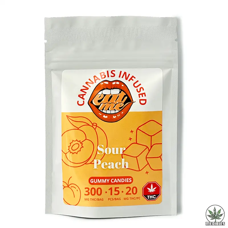 Eat Me Sour Peach THC Gummies - Mohawk Medibles